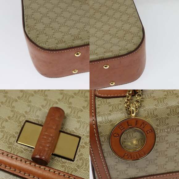 CELINE Macadam Canvas Hand Bag Pvc Beige Gold - Picture 11 of 13